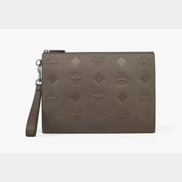 MCM Handbags - MCM Aren Wristlet Zip Pouch In Maxi Monogram Leather